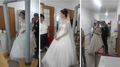 В Кокшетау девушка пришла на тестирование в свадебном платье